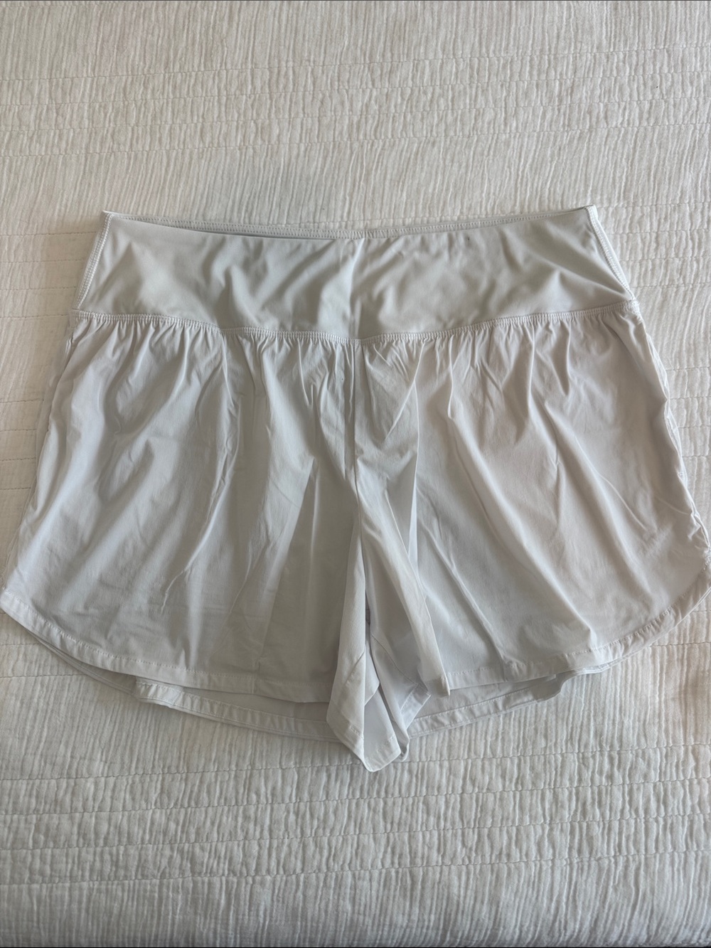 Women’s White Athletic Shorts Lined Active Wear with pockets